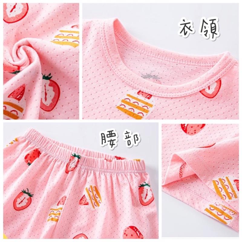 [現貨]兒童網眼套裝(上衣+短褲) 速乾洞洞衣 夏季居家睡衣 空調服 小童純棉洞洞短袖上衣T恤-細節圖2