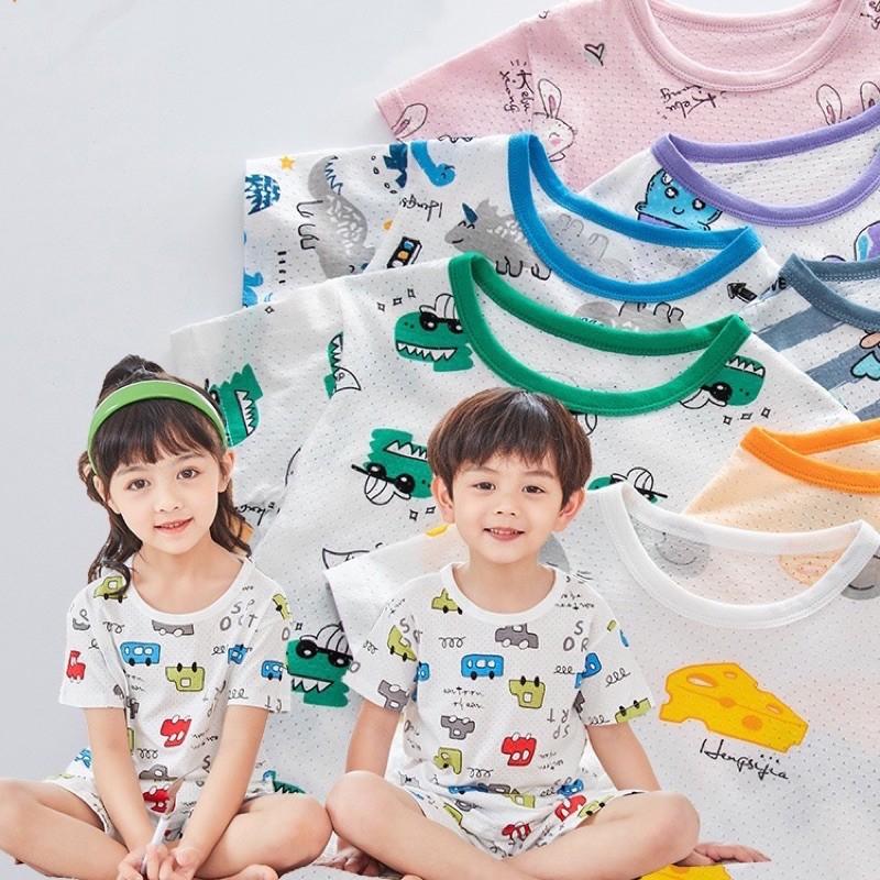 [現貨]兒童網眼套裝(上衣+短褲) 速乾洞洞衣 夏季居家睡衣 空調服 小童純棉洞洞短袖上衣T恤-細節圖7