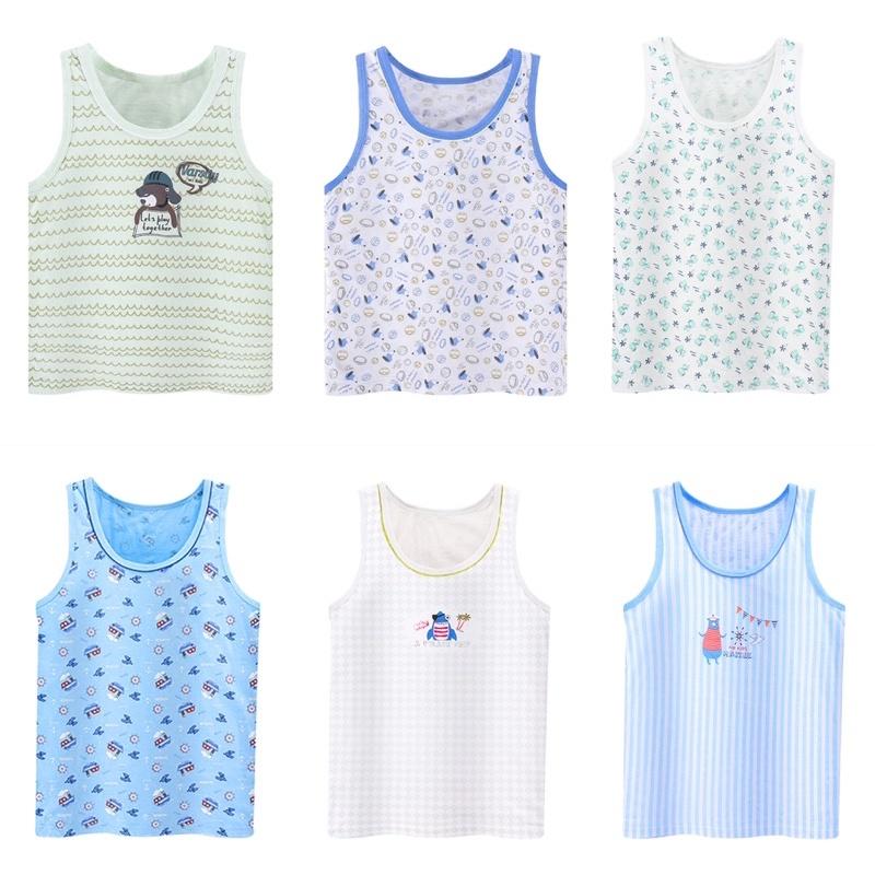 [現貨]夏季兒童純棉背心（三件組）大童薄款精梳棉無袖上衣 男女童可愛背心-細節圖4