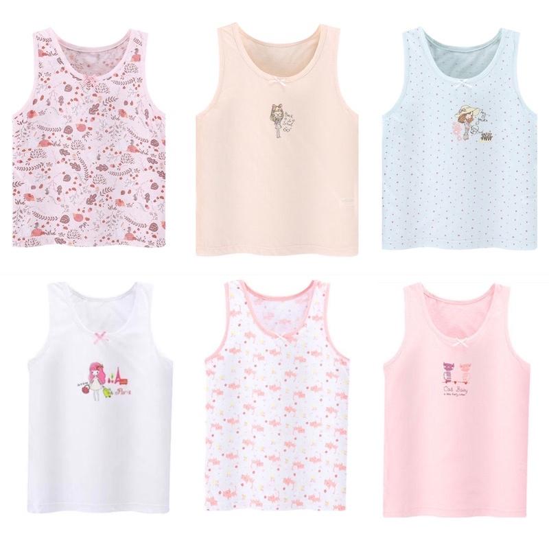 [現貨]夏季兒童純棉背心（三件組）大童薄款精梳棉無袖上衣 男女童可愛背心-細節圖5