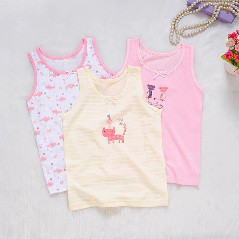 [現貨]夏季兒童純棉背心（三件組）大童薄款精梳棉無袖上衣 男女童可愛背心-細節圖9