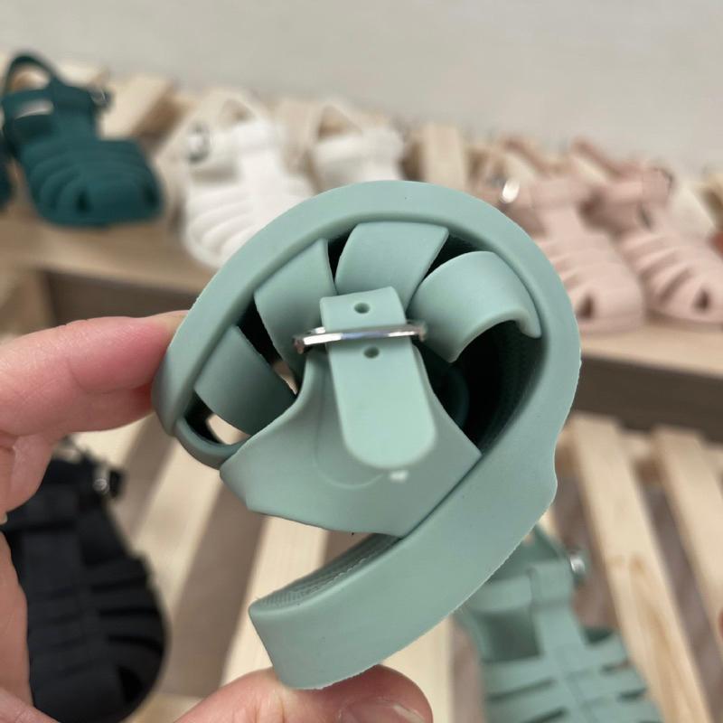 [現貨] 女童橡膠軟底防水涼鞋 編織款沙灘鞋 包頭公主鞋 果凍鞋-細節圖7