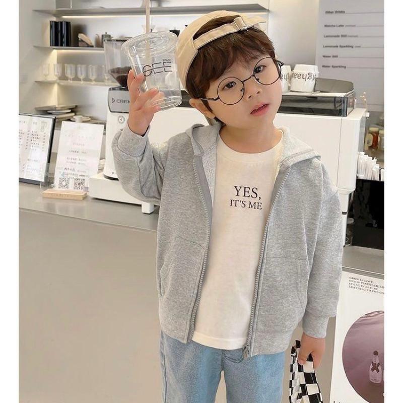 [現貨]春秋薄款兒童連帽外套 百搭素色拉鍊外套-細節圖2