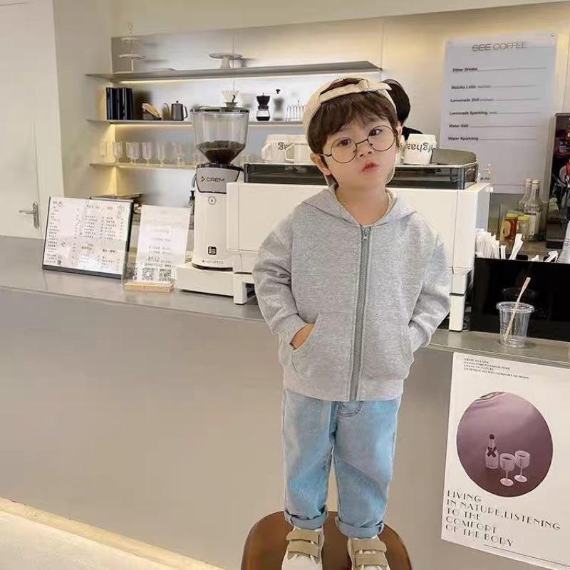 [現貨]春秋薄款兒童連帽外套 百搭素色拉鍊外套-細節圖3