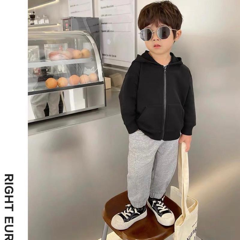 [現貨]春秋薄款兒童連帽外套 百搭素色拉鍊外套-細節圖5