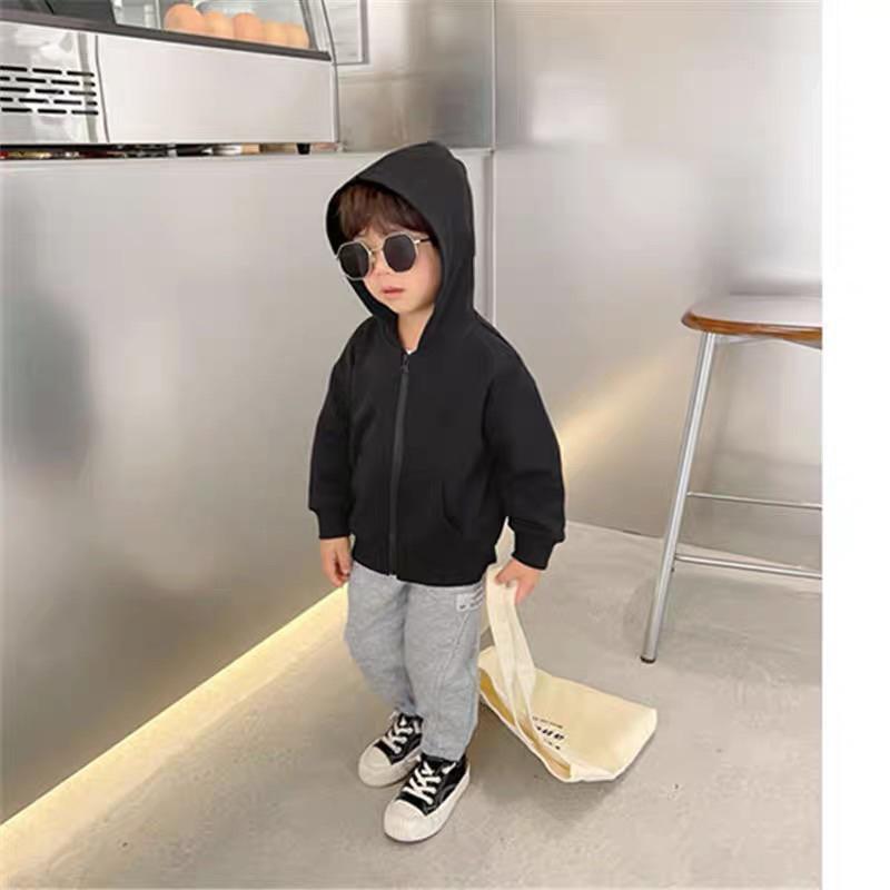 [現貨]春秋薄款兒童連帽外套 百搭素色拉鍊外套-細節圖6