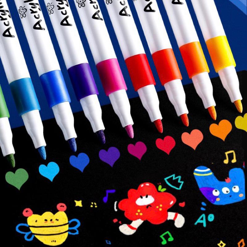 [現貨]兒童多用途DIY彩色筆12色/24色/36色/48色 丙烯馬克筆 估卡筆 麥克筆 玻璃彩繪 帆布彩繪 石頭彩繪-細節圖2