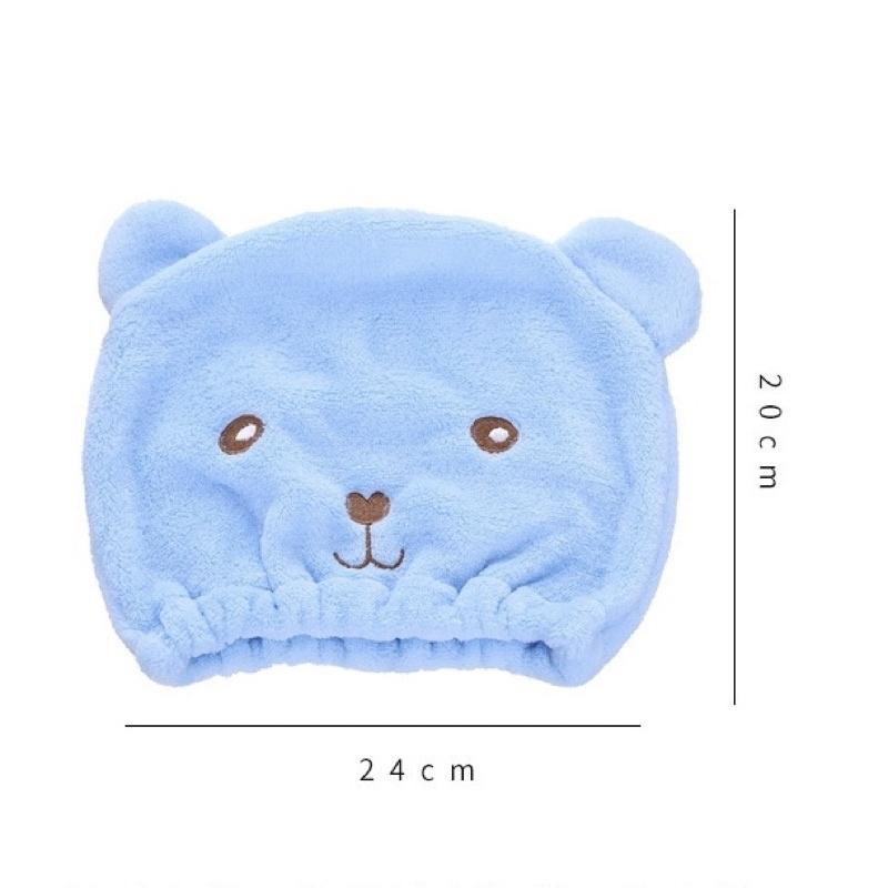 [現貨]可愛小熊珊瑚絨乾髮帽 超細纖維吸水速乾包頭巾 浴帽-細節圖9
