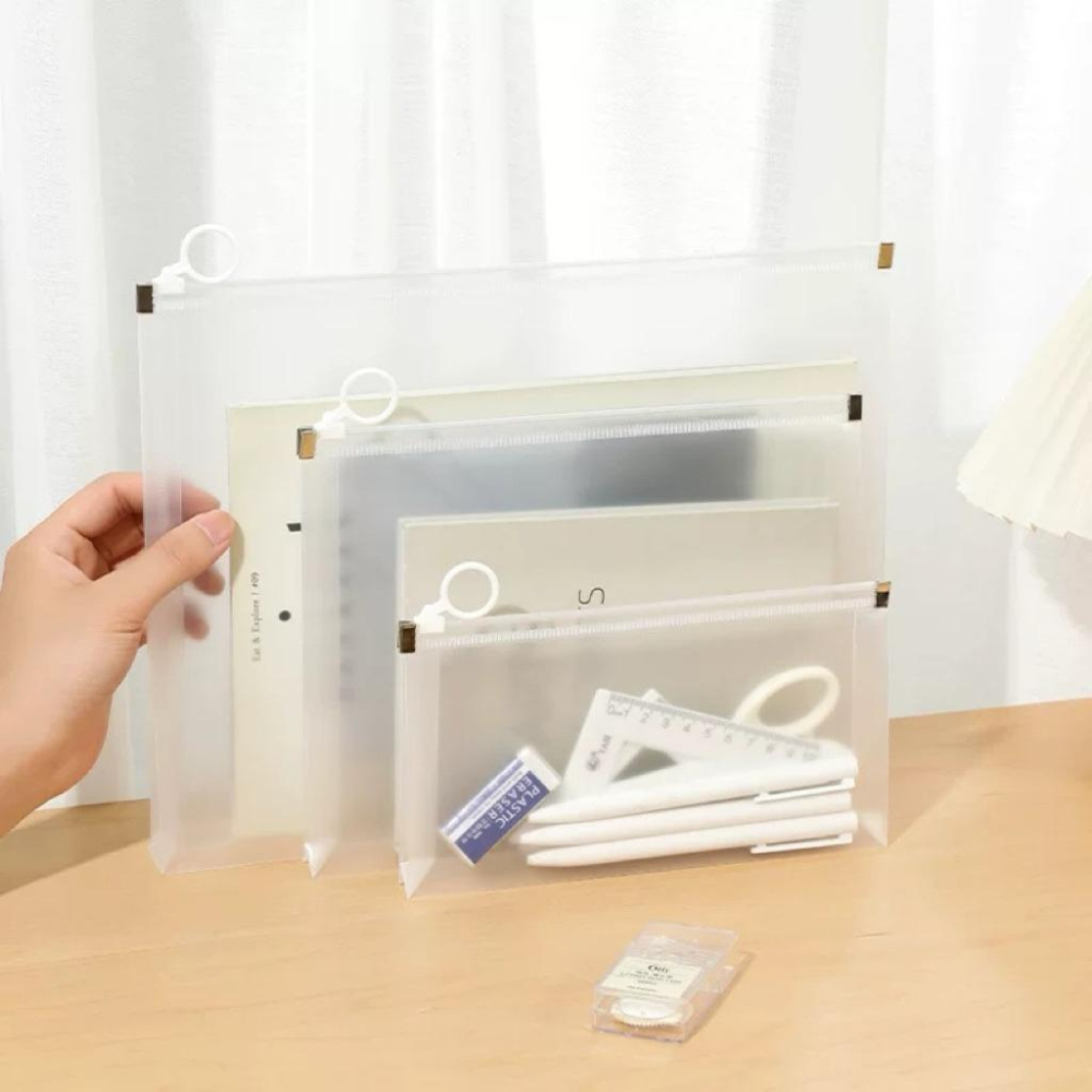 [現貨]透明拉環文件袋 學習用品防水袋 文具袋 考試收納袋 鉛筆袋-細節圖2