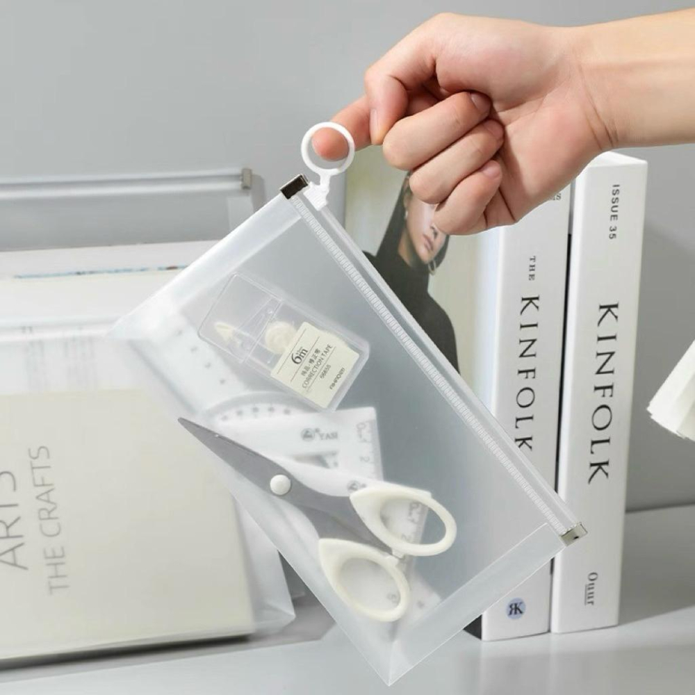 [現貨]透明拉環文件袋 學習用品防水袋 文具袋 考試收納袋 鉛筆袋-細節圖4