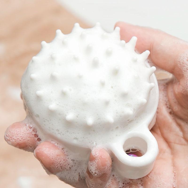 [現貨]白色洗頭刷 抓頭器 日式矽膠洗發刷 洗頭神器 頭部按摩梳子-細節圖9