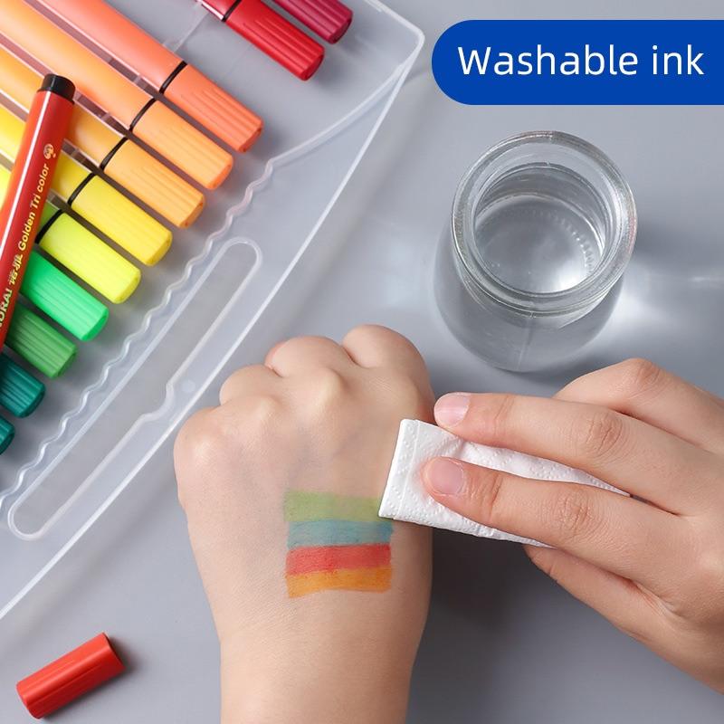 [現貨]兒童盒裝粗三角可水洗彩色筆(12/24/36色）環保彩繪粗三角筆-細節圖3