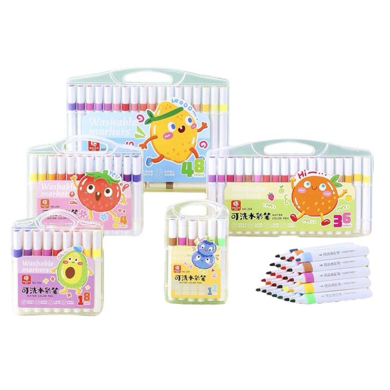 [現貨]兒童盒裝粗三角可水洗彩色筆(12/24/36色）環保彩繪粗三角筆-細節圖8