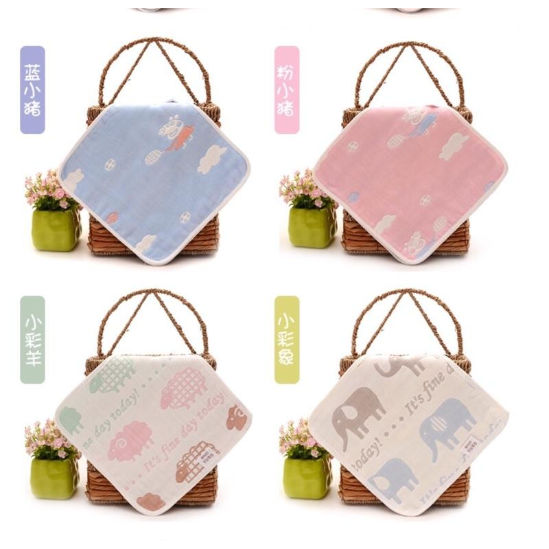 [現貨]寶寶六層紗布手帕小方巾 紗布巾 口水巾-細節圖4