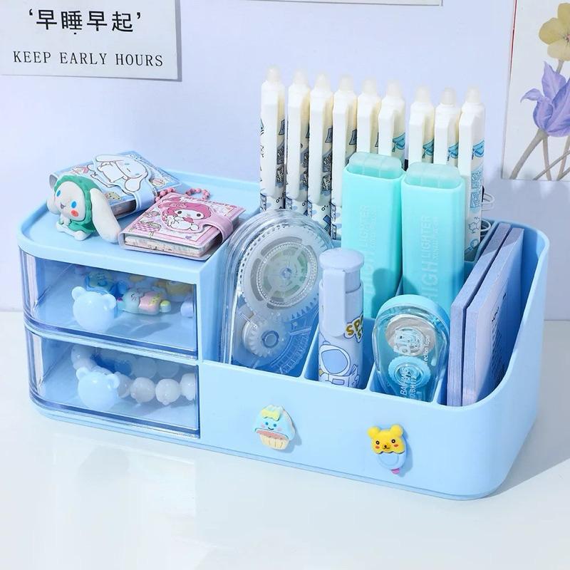 [現貨]書桌抽屜收納盒(贈可愛DIY貼紙） DIY多功能筆筒 生日禮物 文具收納架 桌上置物架-細節圖7