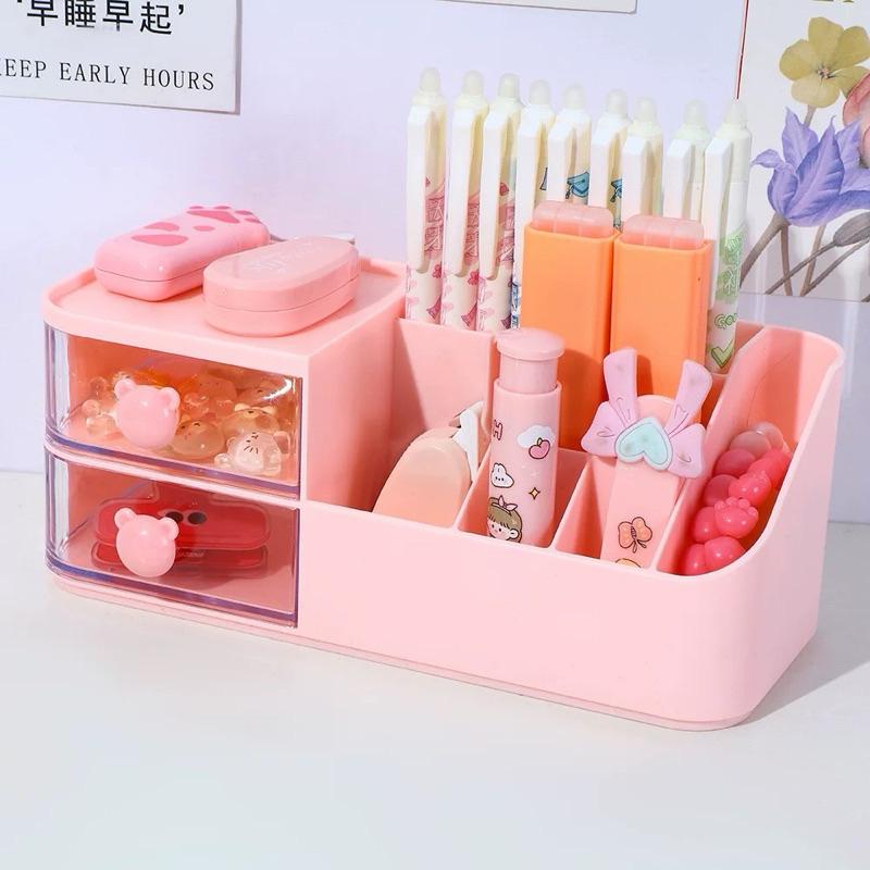 [現貨]書桌抽屜收納盒(贈可愛DIY貼紙） DIY多功能筆筒 生日禮物 文具收納架 桌上置物架-細節圖8