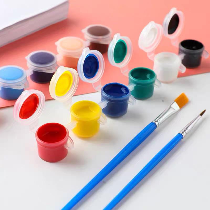 [現貨]diy塗鴉顏料套裝（6色+水彩筆）彩繪活動 手繪 丙烯顏料條-細節圖2