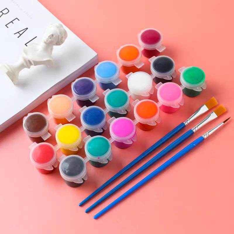 [現貨]diy塗鴉顏料套裝（6色+水彩筆）彩繪活動 手繪 丙烯顏料條-細節圖3