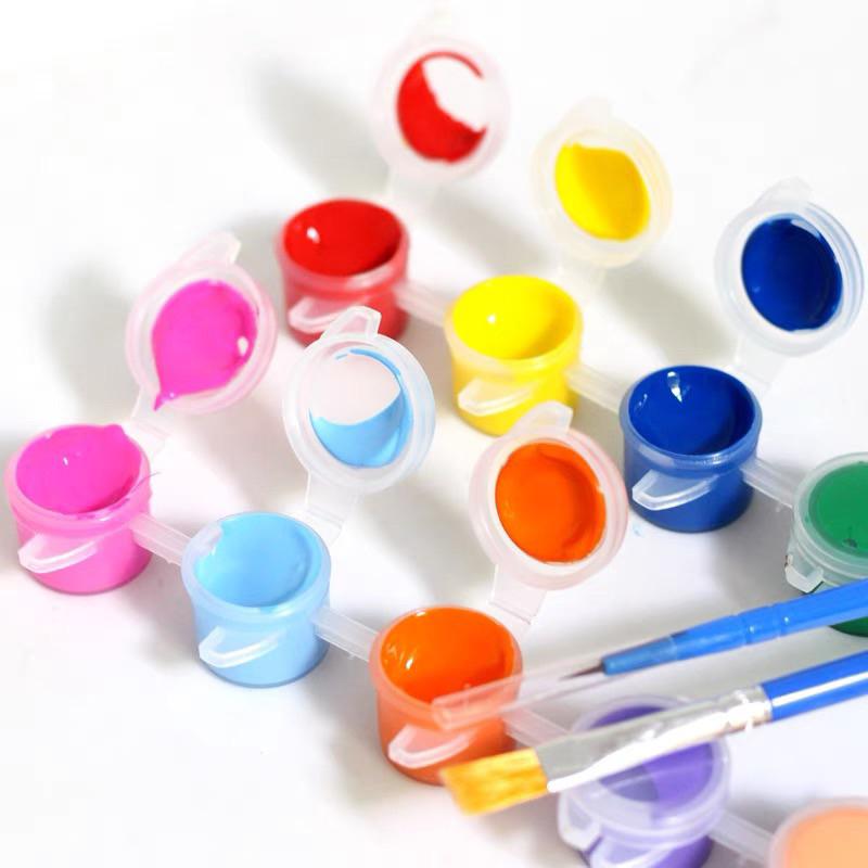 [現貨]diy塗鴉顏料套裝（6色+水彩筆）彩繪活動 手繪 丙烯顏料條-細節圖4