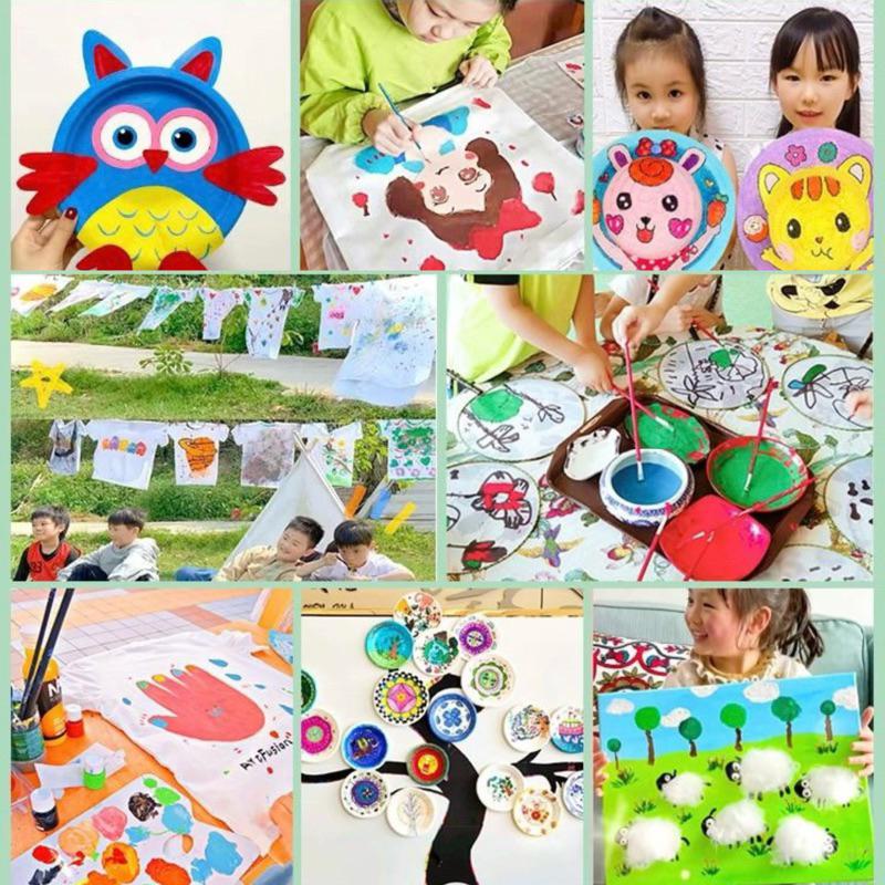 [現貨]diy塗鴉顏料套裝（6色+水彩筆）彩繪活動 手繪 丙烯顏料條-細節圖9