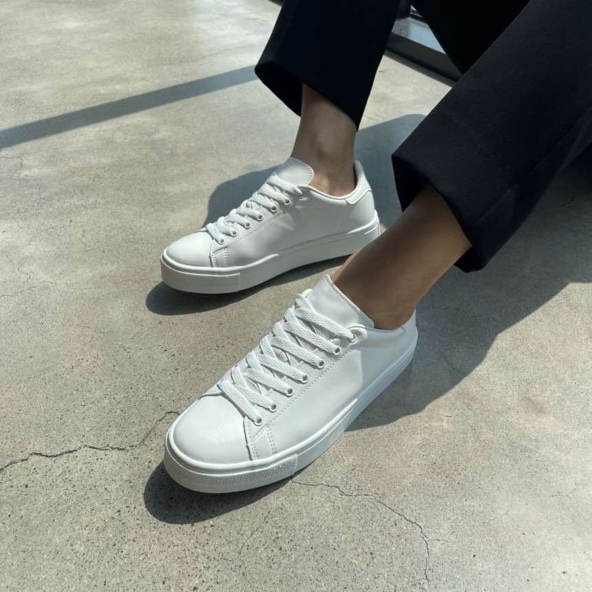 VOS AMO韓國嚴選單品-韓國製熱銷款+3.5cm百搭透氣白鞋-細節圖3