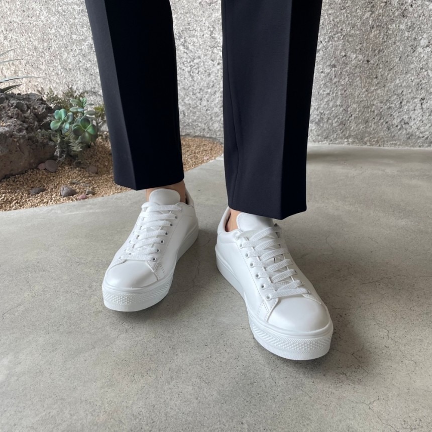 VOS AMO韓國嚴選單品-韓國製熱銷款+3.5cm百搭透氣白鞋-細節圖8