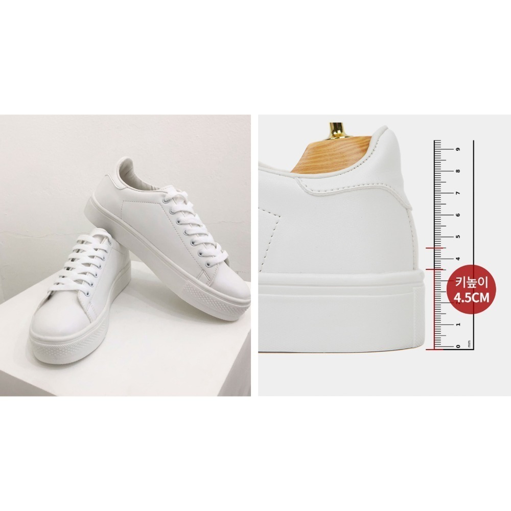 VOS AMO韓國嚴選單品-韓國製熱銷款+3.5cm百搭透氣白鞋-細節圖11
