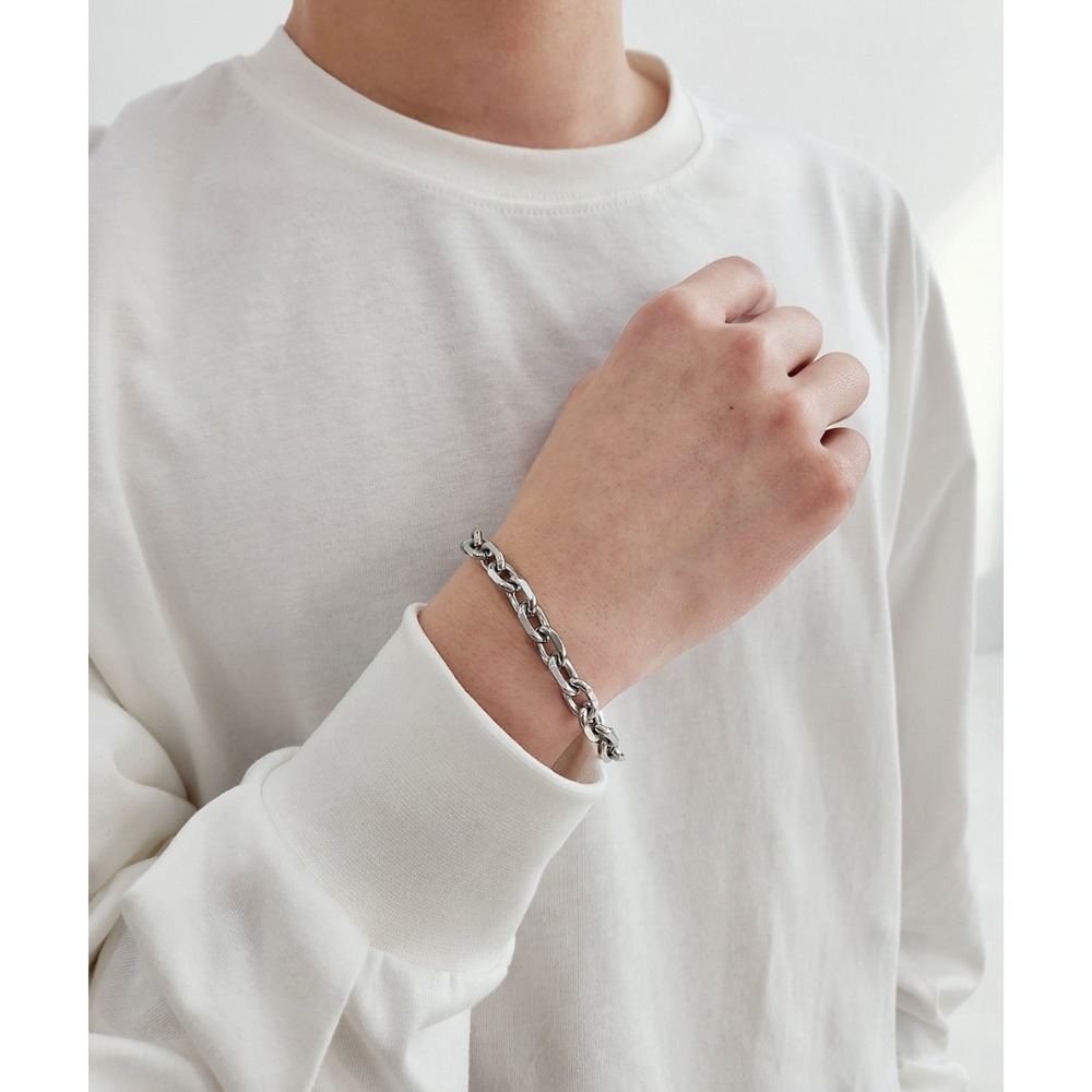 VOS AMO韓國嚴選單品-韓國熱銷經典款鏈式銀色手鍊-細節圖2