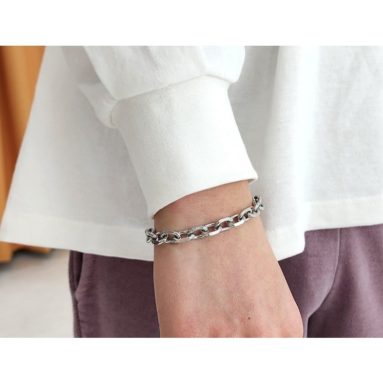 VOS AMO韓國嚴選單品-韓國熱銷經典款鏈式銀色手鍊-細節圖3