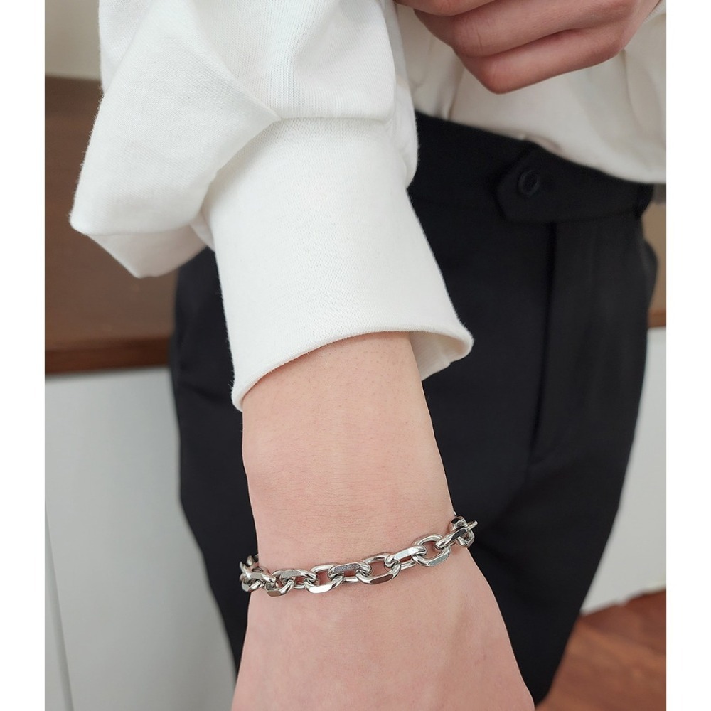 VOS AMO韓國嚴選單品-韓國熱銷經典款鏈式銀色手鍊-細節圖4