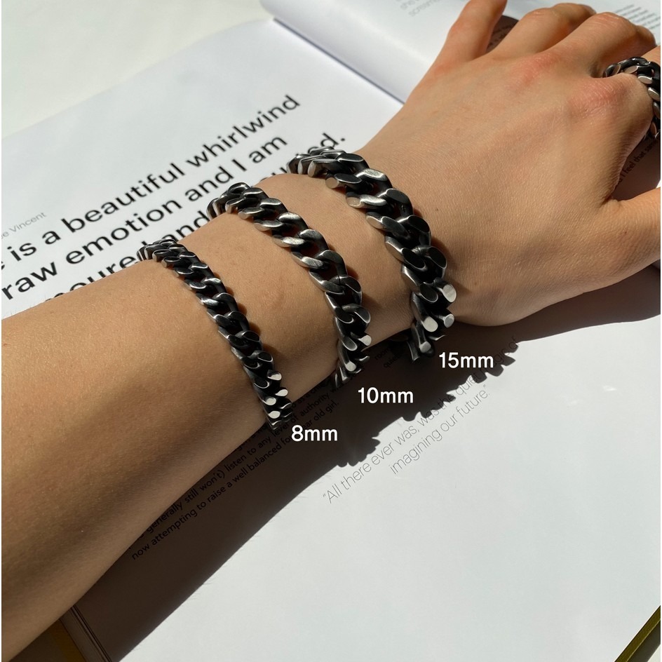 VOS AMO韓國嚴選單品-韓國熱銷款經典啞光黑單鍊式手鍊(3尺寸)-細節圖2