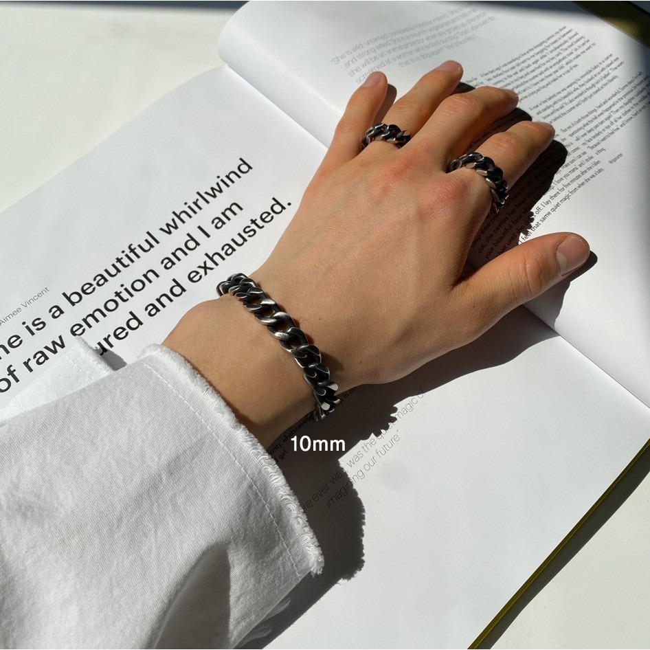 VOS AMO韓國嚴選單品-韓國熱銷款經典啞光黑單鍊式手鍊(3尺寸)-細節圖5