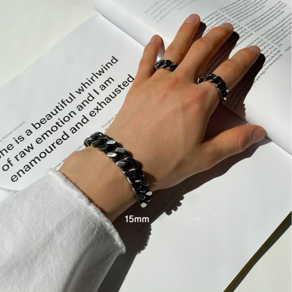 VOS AMO韓國嚴選單品-韓國熱銷款經典啞光黑單鍊式手鍊(3尺寸)-細節圖6