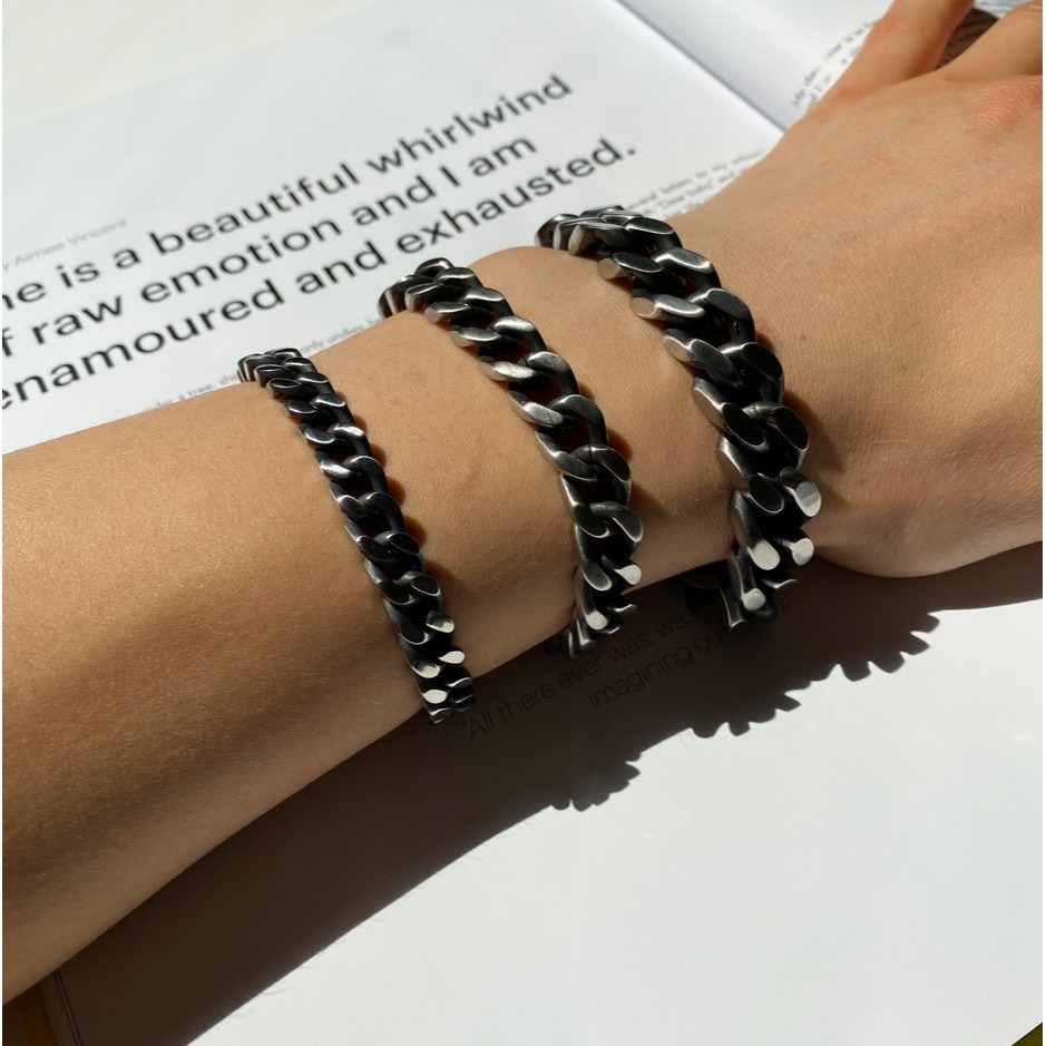 VOS AMO韓國嚴選單品-韓國熱銷款經典啞光黑單鍊式手鍊(3尺寸)-細節圖9