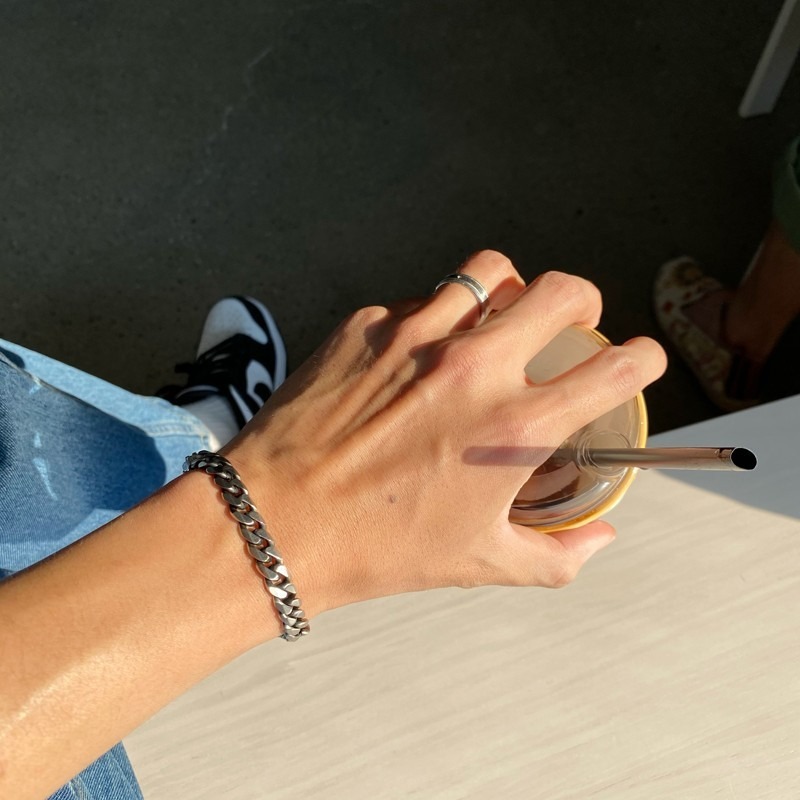 VOS AMO韓國嚴選單品-韓國熱銷款經典單鍊式8mm銀色手鍊-細節圖11