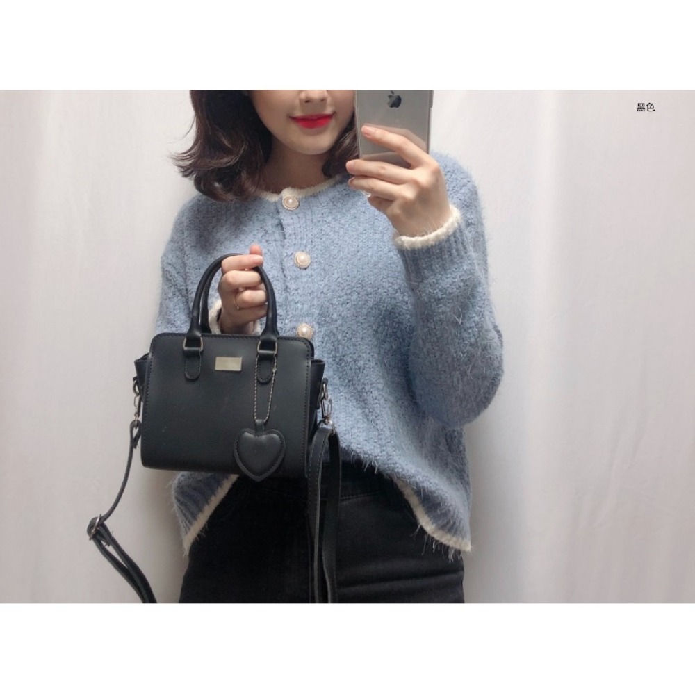 VOS AMO韓國嚴選流行女包-韓國熱銷款心型吊墜手提/單肩包(6色)-細節圖3