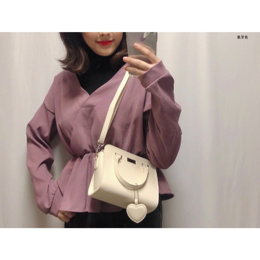 VOS AMO韓國嚴選流行女包-韓國熱銷款心型吊墜手提/單肩包(6色)-細節圖4