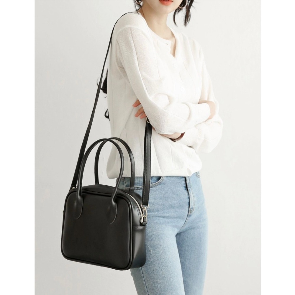 VOS AMO韓國嚴選流行女包-韓國熱銷款純色皮革手提/單肩包(3色)-細節圖3