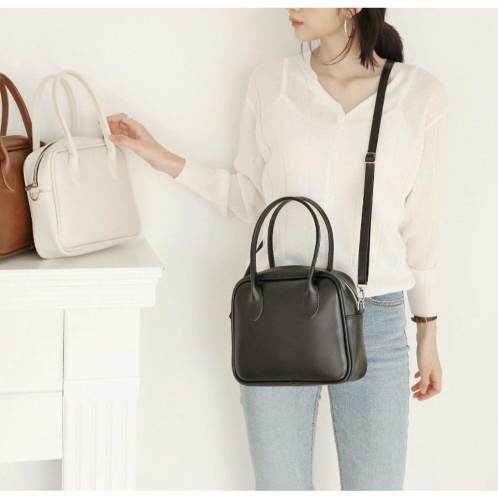VOS AMO韓國嚴選流行女包-韓國熱銷款純色皮革手提/單肩包(3色)-細節圖8
