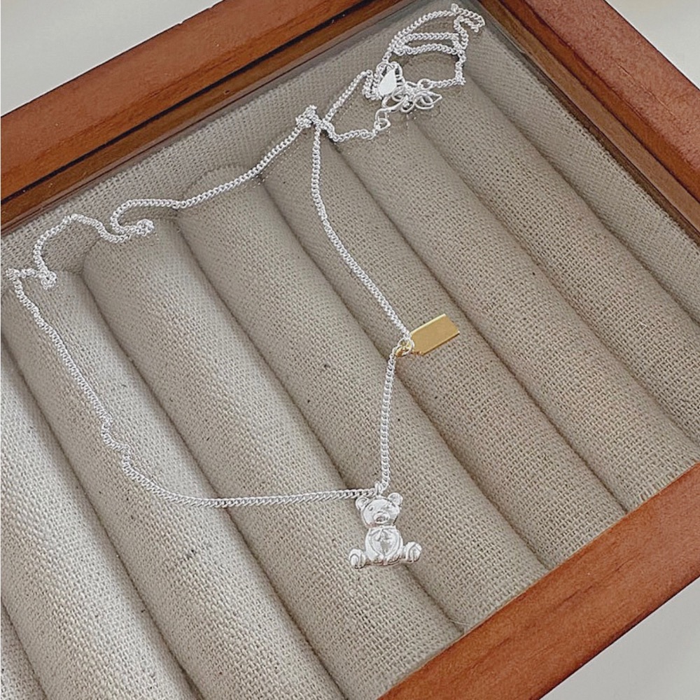 現貨【23.𝙨𝙩𝙪𝙙𝙞𝙤】 s925純銀小熊🐻長牌項鍊 簡約氣質時髦鎖骨鏈  BC02-細節圖2