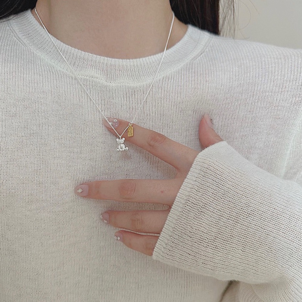 現貨【23.𝙨𝙩𝙪𝙙𝙞𝙤】 s925純銀小熊🐻長牌項鍊 簡約氣質時髦鎖骨鏈  BC02-細節圖3