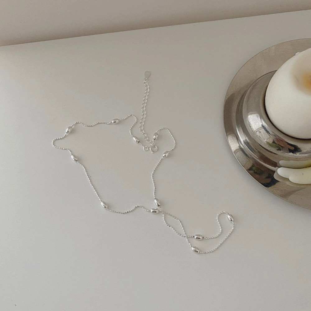 現貨【23.𝙨𝙩𝙪𝙙𝙞𝙤】 s925純銀米粒圓珠項鍊 簡約小巧鎖骨鏈  BC04-細節圖2