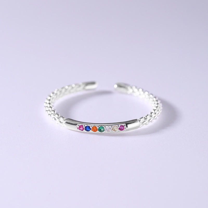 現貨 【23.𝙨𝙩𝙪𝙙𝙞𝙤】 925純銀彩虹石戒指 簡約小巧迷你彩色寶石 開口可調節  BA01-細節圖4