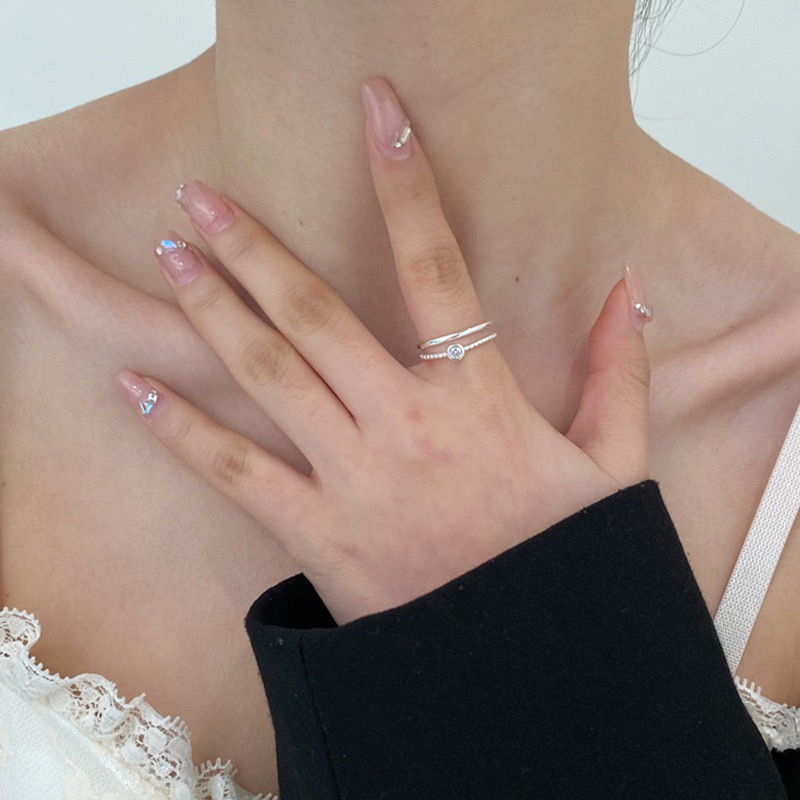 現貨 【23.𝙨𝙩𝙪𝙙𝙞𝙤】雙層線條戒指 925純銀簡約時尚戒指 開口🉑️調  BA03-細節圖2