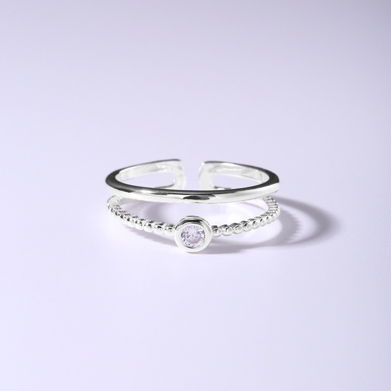 現貨 【23.𝙨𝙩𝙪𝙙𝙞𝙤】雙層線條戒指 925純銀簡約時尚戒指 開口🉑️調  BA03-細節圖3