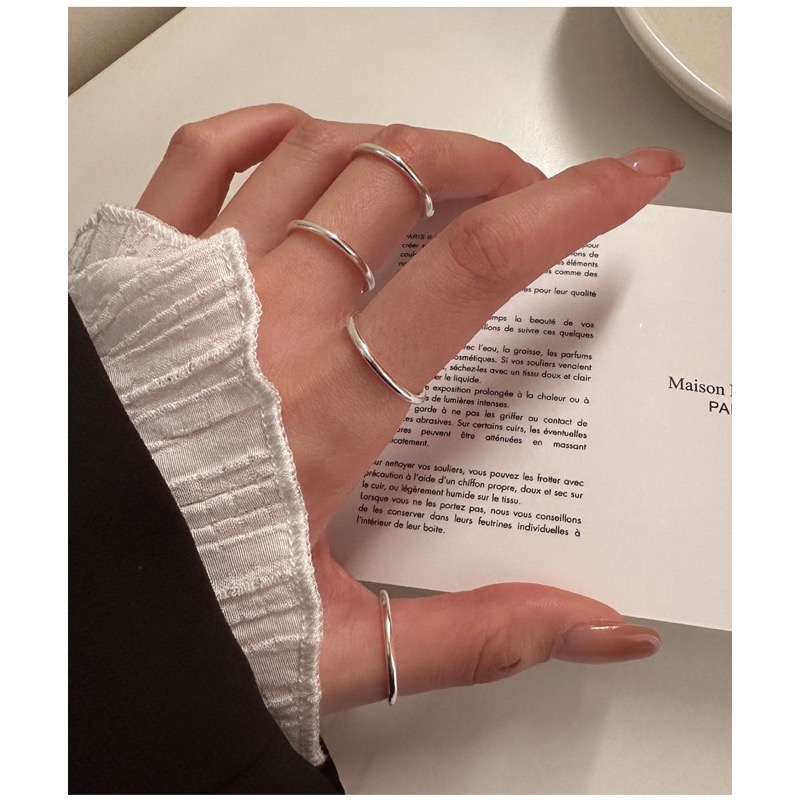 現貨【23.𝙨𝙩𝙪𝙙𝙞𝙤】 S925純銀素圈戒指女 百搭閨蜜戒 開口🉑️調節 BA04-細節圖3