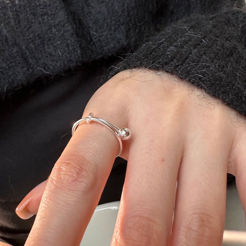現貨【23.𝙨𝙩𝙪𝙙𝙞𝙤】銀珠戒指s925通體純銀熱賣款🔥 簡約戒指  BA05-細節圖2