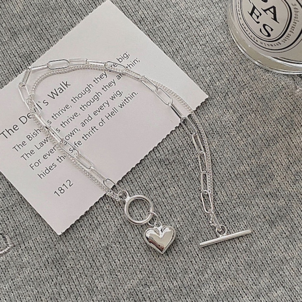 【23.𝙨𝙩𝙪𝙙𝙞𝙤】 S925雙層鍊愛心手鍊OT扣設計CB04-細節圖2