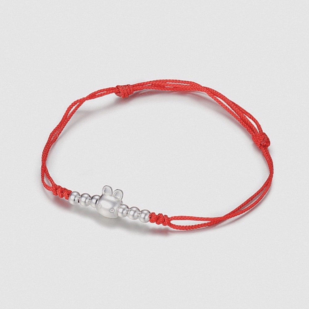 【23.𝙨𝙩𝙪𝙙𝙞𝙤】 S925純銀可愛小兔子手鍊手抽拉式紅繩CB05-細節圖2