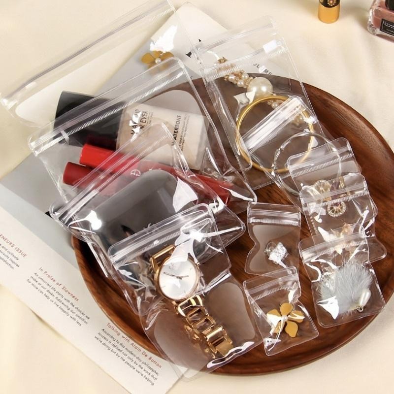 【台灣現貨】飾品收納袋 PVC收納袋 透明飾品袋 夾鏈袋 自封袋 飾品收納 首飾收納袋 門外貓-細節圖7